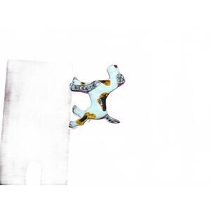 Small Vintage Dog Brooch with Rhinestones broken bar on back